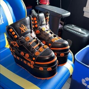 ORANGE QOZMO BONDAGE JACK-O-LANTERN PLATFORM SNEAKERS